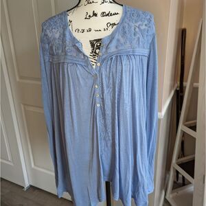 Women's Blue Embroidered Top